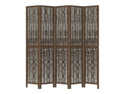 Biombo separador de 5 paneles madera paulownia marrón oscuro ES622379