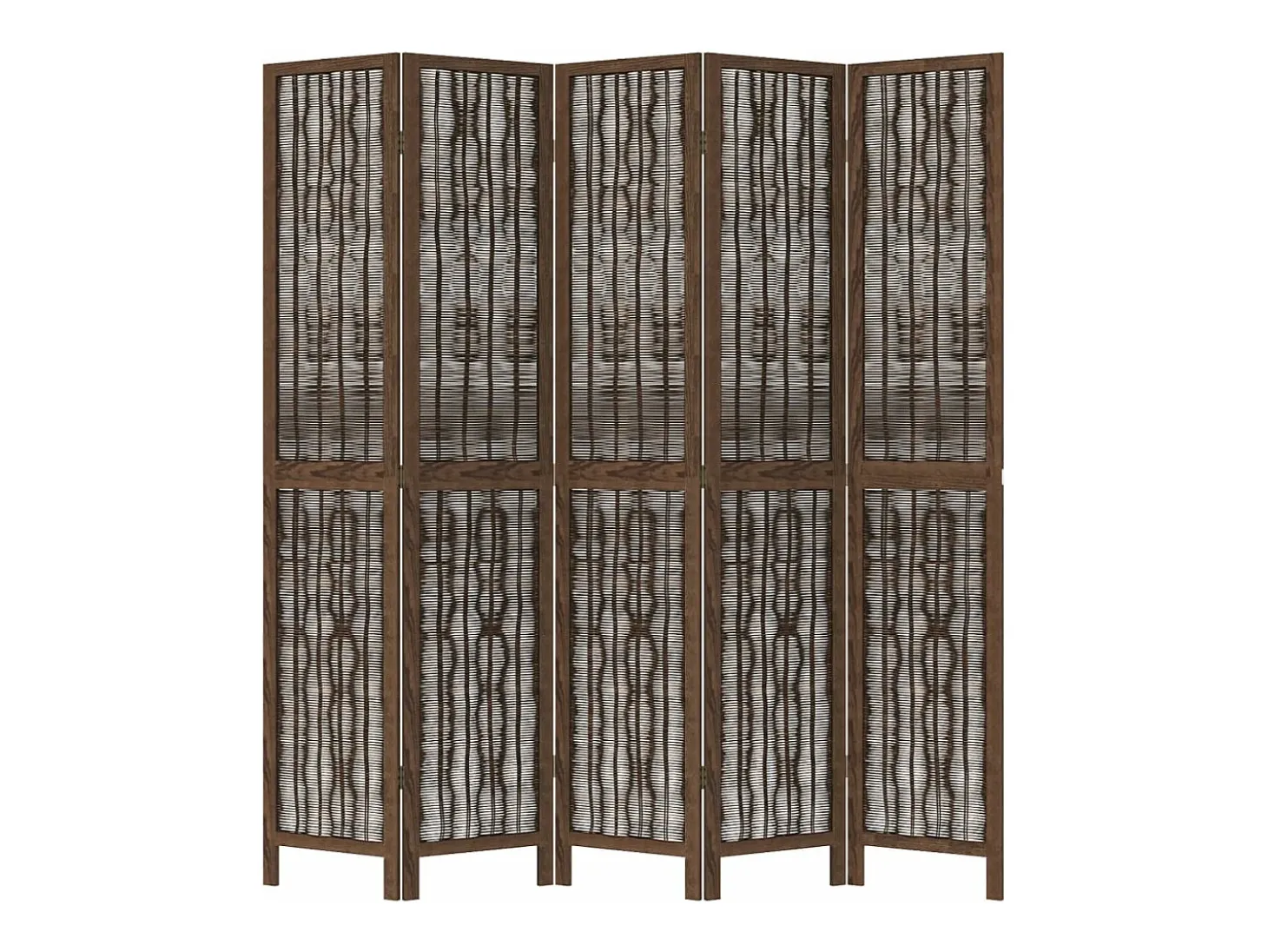 Biombo separador de 5 paneles madera paulownia marrón oscuro ES622379