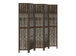 Biombo separador de 5 paneles madera paulownia marrón oscuro ES622379