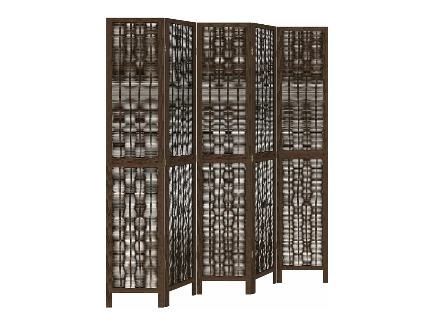 Biombo separador de 5 paneles madera paulownia marrón oscuro ES622379
