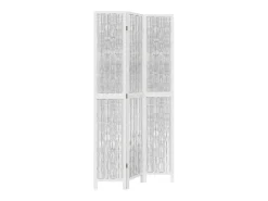 Biombo separador de 3 paneles madera maciza Paulownia blanco ES157888