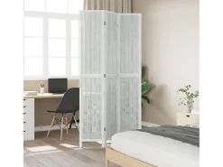 Biombo separador de 3 paneles madera maciza Paulownia blanco ES157888