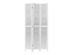 Biombo separador de 3 paneles madera maciza Paulownia blanco ES157888