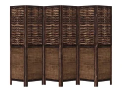Biombo separador de 6 paneles madera paulownia marrón oscuro ES711556