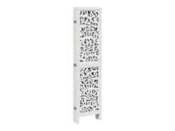 Biombo separador de 6 paneles madera maciza Paulownia blanco ES107247