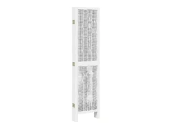 Biombo separador de 6 paneles madera maciza Paulownia blanco ES362059