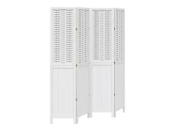 Biombo separador de 4 paneles madera maciza Paulownia blanco ES271872