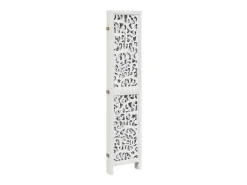 Biombo separador de 5 paneles madera maciza Paulownia blanco ES821647