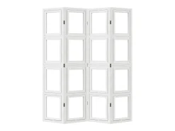 Biombo separador de 4 paneles madera maciza Paulownia blanco ES251185
