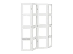 Biombo separador de 4 paneles madera maciza Paulownia blanco ES251185