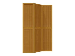 Biombo separador de 3 paneles madera maciza paulownia marrón ES292341