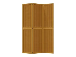 Biombo separador de 3 paneles madera maciza paulownia marrón ES292341