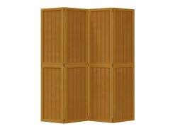 Biombo separador de 4 paneles madera maciza paulownia marrón ES959267