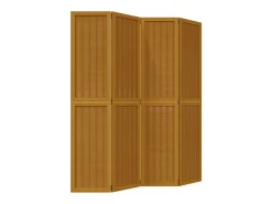 Biombo separador de 4 paneles madera maciza paulownia marrón ES959267