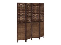 Biombo separador de 4 paneles madera paulownia marrón oscuro ES852008