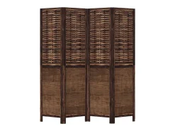 Biombo separador de 4 paneles madera paulownia marrón oscuro ES852008