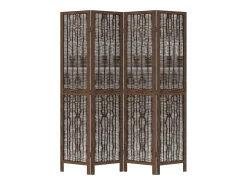 Biombo separador de 4 paneles madera paulownia marrón oscuro ES603826