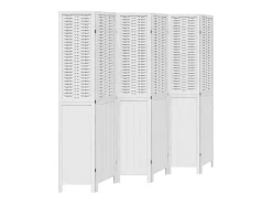 Biombo separador de 6 paneles madera maciza Paulownia blanco ES794544