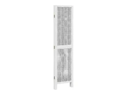 Biombo separador de 4 paneles madera maciza Paulownia blanco ES843465