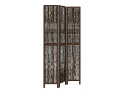 Biombo separador de 3 paneles madera paulownia marrón oscuro ES832874