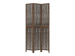 Biombo separador de 3 paneles madera paulownia marrón oscuro ES832874