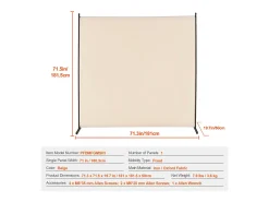 Biombo Separador SucceBuy 6 Pies, Panel Simple De Tela Para Oficina, Dormitorio, Beige