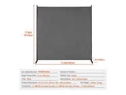 Biombo Separador SucceBuy 6 Pies, Panel Simple De Tela Para Oficina, Dormitorio, Gris
