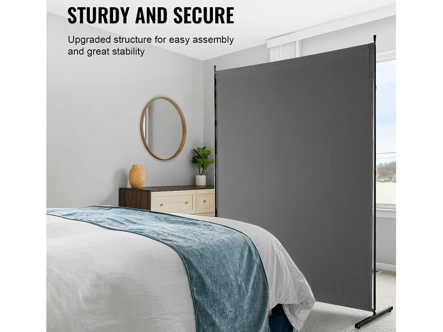Biombo Separador SucceBuy 6 Pies, Panel Simple De Tela Para Oficina, Dormitorio, Gris