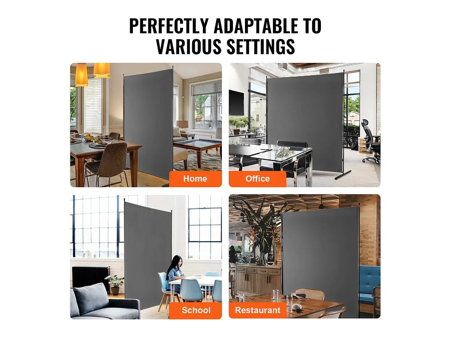 Biombo Separador SucceBuy 6 Pies, Panel Simple De Tela Para Oficina, Dormitorio, Gris