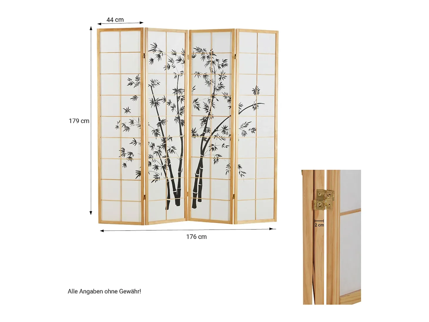 Biombo 176x2x179 cm natural Shoji