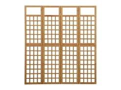 Biombo/Enrejado de 4 paneles madera maciza de abeto 161x180 cm ES913571