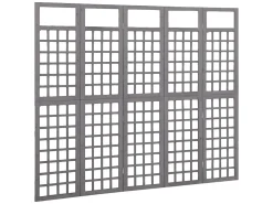 Biombo/Enrejado de 5 paneles madera de abeto gris 201,5x180 cm ES148634