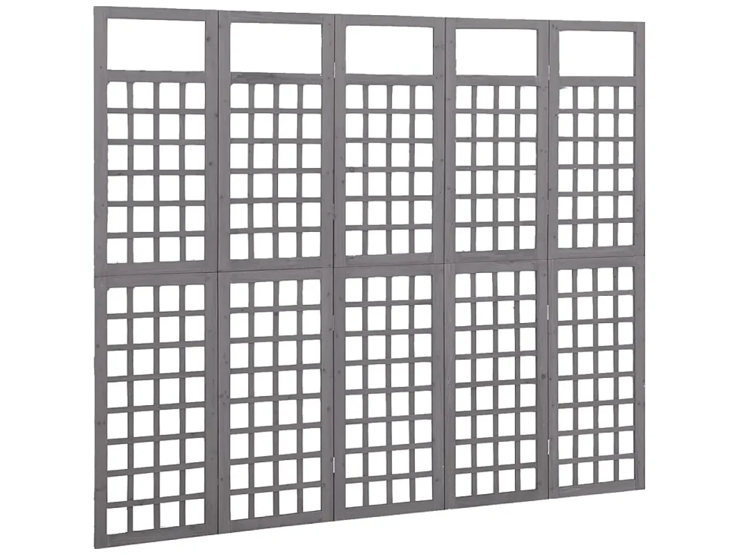 Biombo/Enrejado de 5 paneles madera de abeto gris 201,5x180 cm ES148634