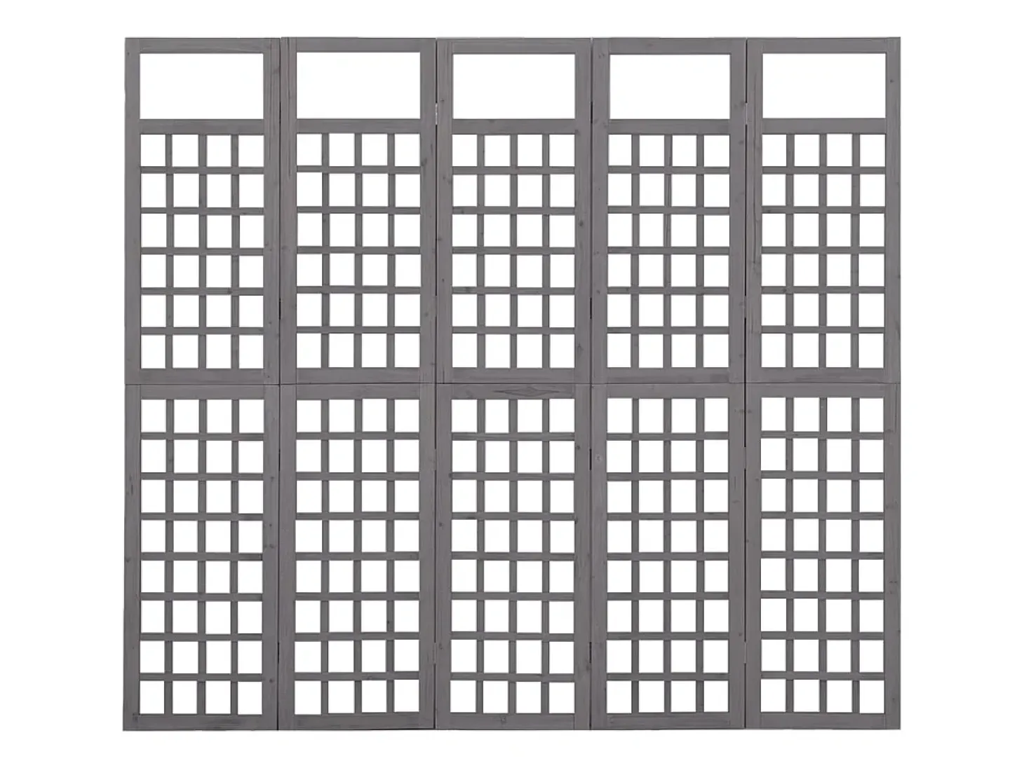 Biombo/Enrejado de 5 paneles madera de abeto gris 201,5x180 cm ES148634