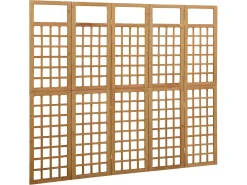 Biombo/Enrejado de 5 paneles madera maciza abeto 201,5x180 cm ES844778