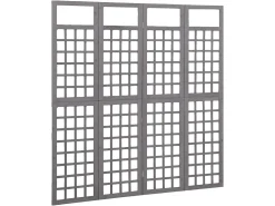 Biombo/Enrejado de 4 paneles madera de abeto gris 161x180 cm ES696070