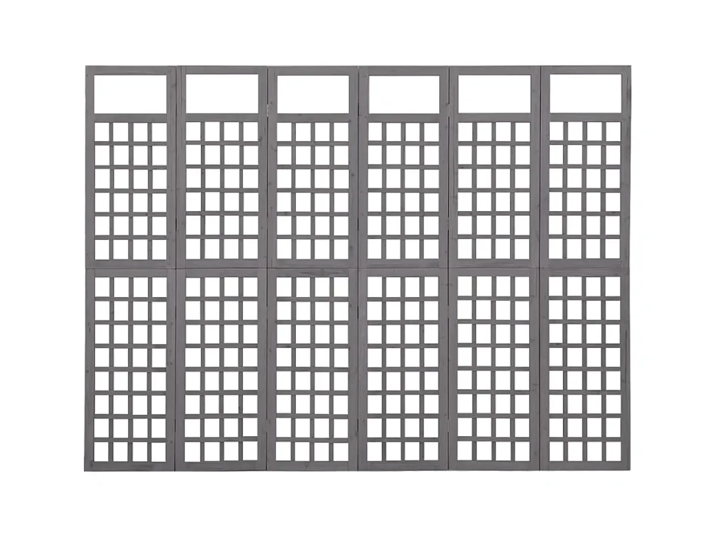 Biombo/Enrejado de 6 paneles madera de abeto gris 242,5x180 cm ES263679