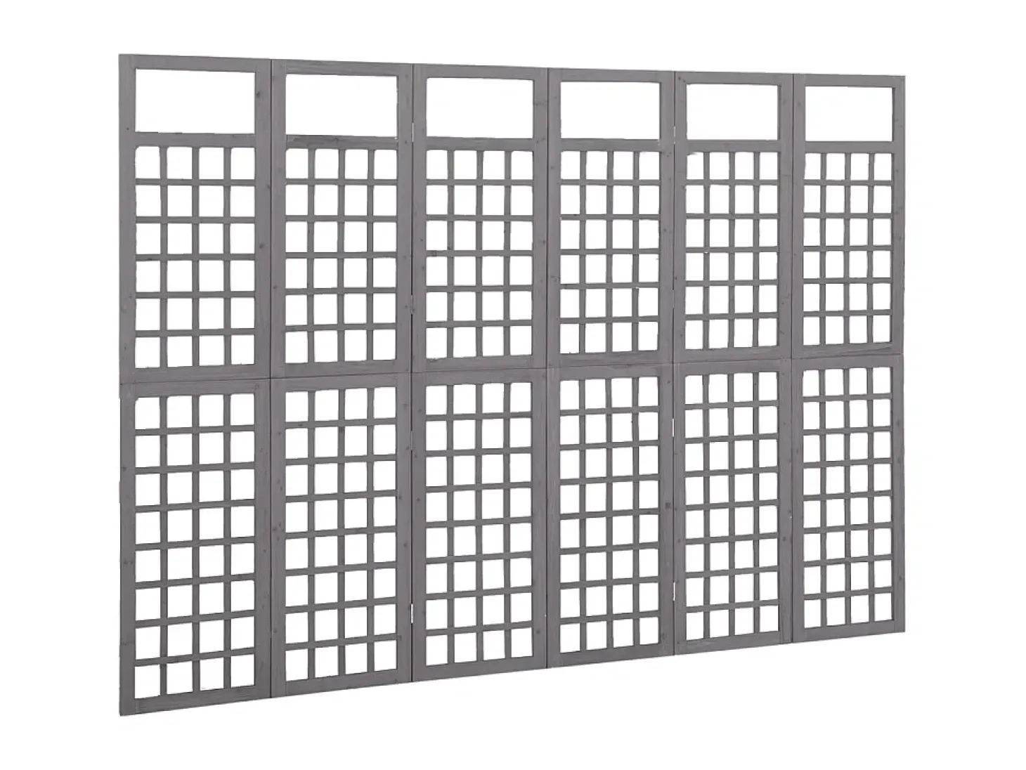 Biombo/Enrejado de 6 paneles madera de abeto gris 242,5x180 cm ES263679