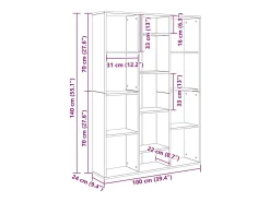 Biombo/Librería roble Sonoma 100x24x140 cm