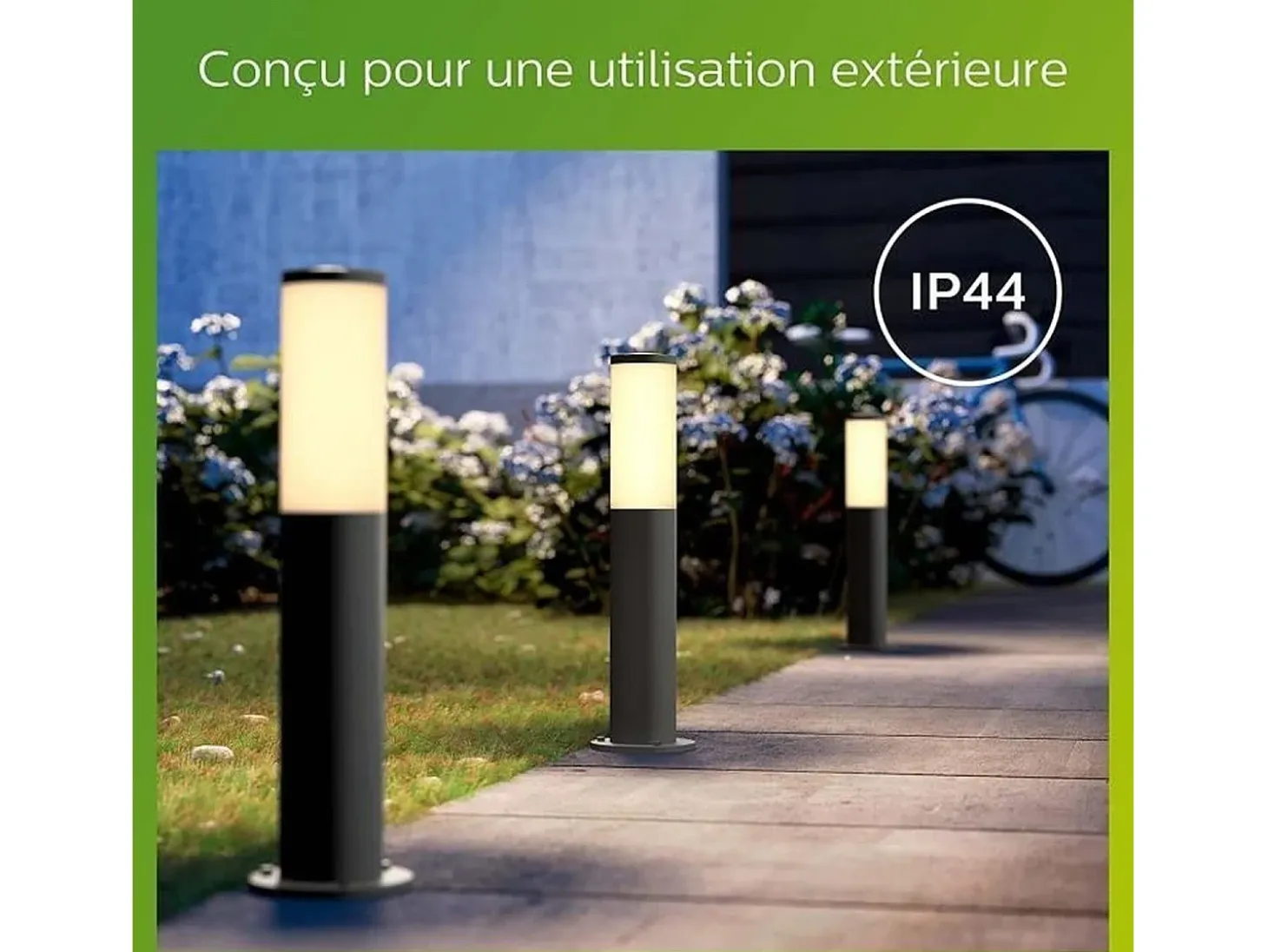 Bolardo LED exterior metálico Utrecht de 20 W - Gris