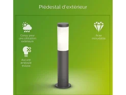 Bolardo LED exterior metálico Utrecht de 20 W - Gris