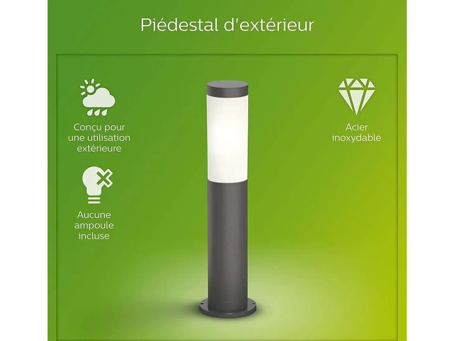 Bolardo LED exterior metálico Utrecht de 20 W - Gris