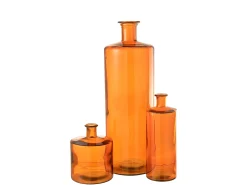 Botella de vidrio rojo de 15x15x40 cm