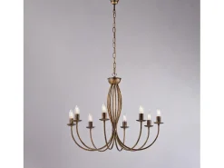 Botte - Lámpara de araña de hierro lacado en marrón con decoración. Oro antiguo 8 luces 120 - Ø74 - BL147-8-BR