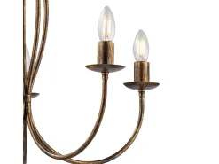 Botte - Lámpara de araña de hierro lacado en marrón con decoración. Oro antiguo 5 luces 113 - Ø55 - BL147-5-BR