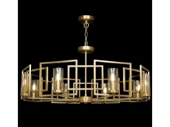 Bowi Lámpara Colgante de Techo Cilíndrica Oro, 8 Luces, E14