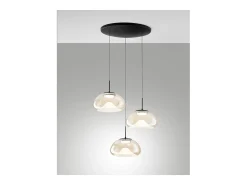 Brena - Fabas Luce Lámpara colgante circular de 3 luces - LED regulable de 30 W - Coñac Florón redondo de 35 cm de diámetro