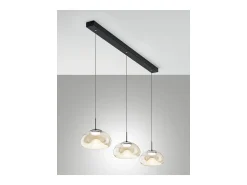 Brena - Lámpara colgante Fabas Luce de 3 luces - LED regulable de 30 W - Diseño lineal color coñac