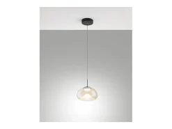 Brena - Lámpara colgante individual color coñac de Fabas Luce - LED regulable de 10 W - Lámpara de techo - Diámetro 22 cm