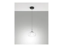 Brena - Lámpara colgante individual transparente de Fabas Luce - LED regulable de 10 W - Lámpara de techo - Diámetro 22 cm